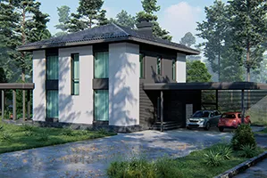 2х этажный дом со вторым светом на базе проекта FullHDom Hilight