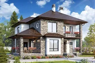 Двухэтажный дом с пятью спальнями, балконами и террасой