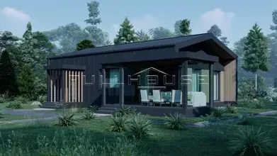 Барнхаус из газобетона Windows Barn 90м2