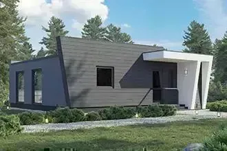 Проект одноэтажного дома 9,4м х 9,4м площадью 70м2 SuperJet.