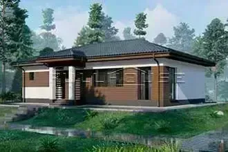 Проект одноэтажного дома из газобетона с 4 спальнями FOURex