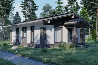 Недорогой проект дома из газобетона CARRE 70м2