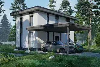 Проект двухэтажного дома для узких участков SpacE-D площадью 102м2