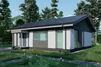 Популярный проект одноэтажного дома 90м2 с двускатной крышей