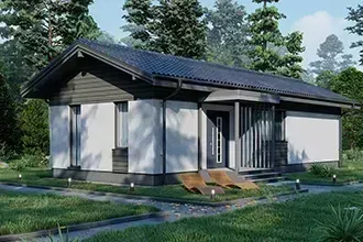 Проект одноэтажного дома для узких участков WizzDom площадью 71,5м2