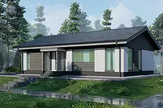 Оптимальный проект одноэтажного дома 114м2 с двускатной крышей