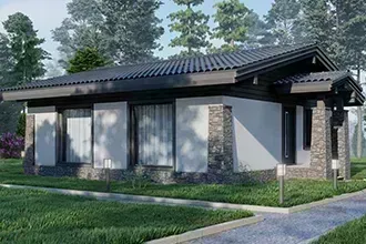 Самый продаваемый проект одноэтажного дома в стиле шале Kvadro ALP 70м2 с 2 спальнями