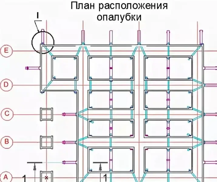 Схема расстановки опалубки стен