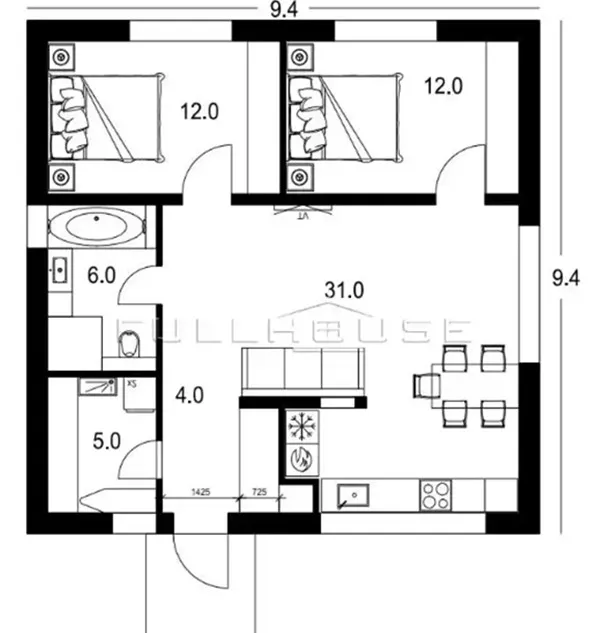 Проекты одноэтажных домов из газобетона с 3 спальнями: фото и цены | DOMAMO
