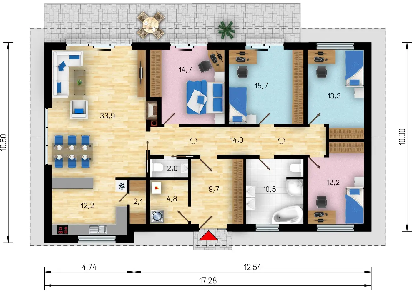 Планировка 1-этажного дома